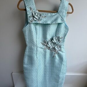 Elegant Blue Floral Women's Dress